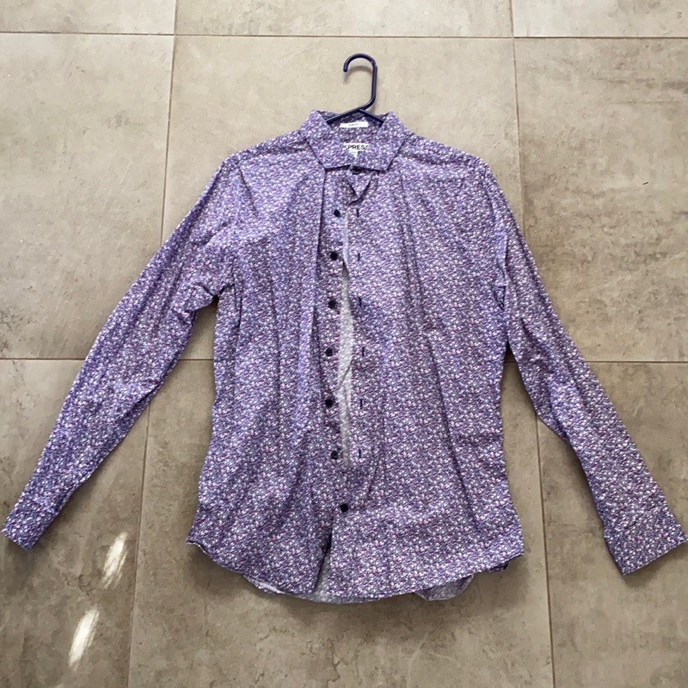 Worn once large slim fit Express floral button up.